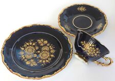 Vintage BAVARIA WALDERSHOF COBALT KAFFEE Geschirr vergoldet Porzellan 