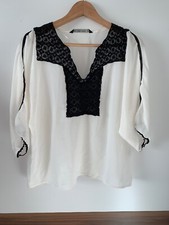 Zara Bluse M 38 weiß schwarz