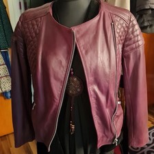 Lederjacke BIKER Damen Gr. L  38/40 Oakwood Bordeaux Weinrot