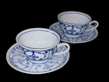 2 Sets Winterling Indisch Blau Strohblume Tasse Tee Kaffee Unterteller Vintage 