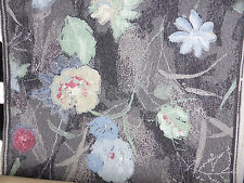 50er Jahre Tapete große Blumen auf schwarz grau, 1 Rolle, Original