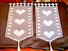 2 x  Häkelgardine in weiß-