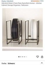 Tellerregal 2x Plate Rack Küchenschrank Aufbewahrung Teller Schwarz Metall