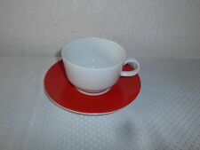 Jumbo Tasse Kaffeetasse Cappuccinotasse Teller Set Arzberg Weiß Rot D 18/11 cm