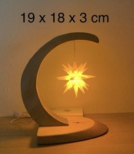 Holzbogen Natur (Birke) mit Herrnhuter Stern 8cm Gelb, mit Batterie 19x18x3cm