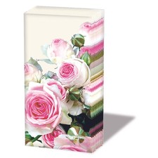 Taschentücher 10 Stück in der Packung 4-lagig Rosen creme-rosa Hdkf Maxima Cream