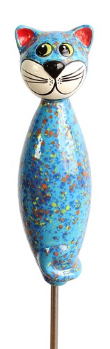 Gartenfigur katze aus keramik - gartenfigur,