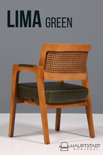 Edler Armlehnstuhl "Lima" Esszimmerstuhl mit Korbgeflecht in grün Küchenstuhl