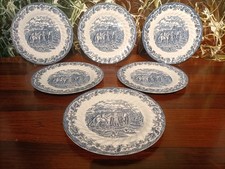 MYOTT England, COUNTRY LIFE blau - 6 schöne Speiseteller Ø 25cm