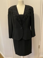 Frank Usher - festliches Damenkostüm schwarz Stickerei UK18 Gr. 44 gepflegt