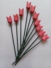 10x Holzblume Tulpe rosa Dekoration basteln