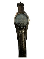 Fossil Herren Armbanduhr Schwarz Leder Casual Chronograph Uhr