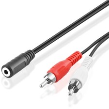 3m Y Cinch Kabel Adapter 2 Chinch Stecker rot weiß auf 1 Klinke Kupplung Buchse