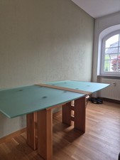 Massiver Glasesstisch aus Buchenholz  ausziehbar