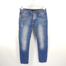 Just Cavalli Jeans Herren Gr 48 W31 L32 Blau Slim Straight Distressed Denim Hose