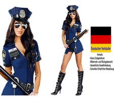 Damen Polizei Kostüm Polizistin Kleid Blau Mütze S-M 36 38 Karneval