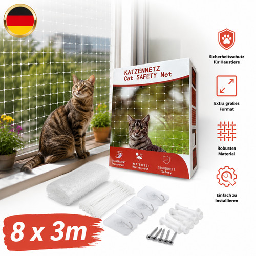 8x3m katzennetz ohne bohren - ohne,