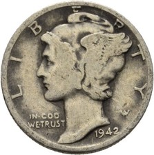 USA Liberty One Dime 1942 D