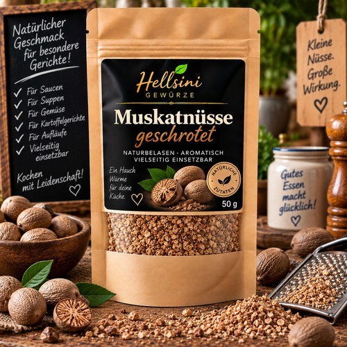 Muskatnüsse geschrotet für