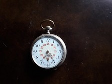 Antike Herren Uhr Taschenuhr 800 Silber seltenes Ziffernblad ca. 1900 läuft TOP