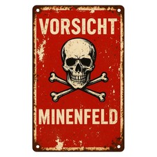 Vorsicht Minenfeld Blechschild
