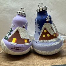 2× Vintage Glas-Glocken Xmas