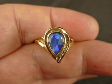 10K GELBGOLD MOSAIK OPAL TRIPLETT & DIAMANTEN RING VINTAGE NEU MIT ETIKETT TUCSON NACHLASS