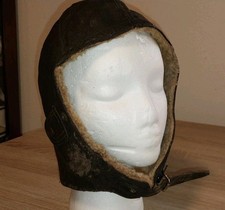 Fliegerkappe Lederhaube Mütze Kappe Fliegerhaube Oldtimer Motorrad Piloten