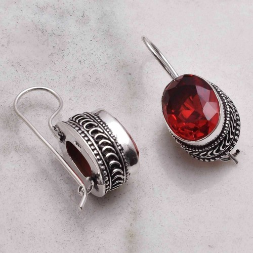 Rote granat ohrhaken - rote,