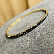 Vergoldetes Armband 17 cm – Elastisch mit blauen Steinen, Unisex Design