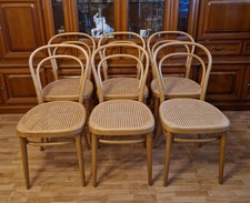 6er Set THONET 214 Bugholzstuhl Wiener Kaffeehaus Stuhl Buche hell Vintage 1985