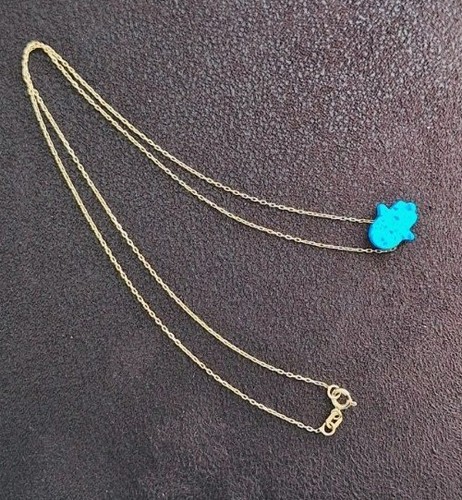 Gold 585 karat opal hamsa - karat,