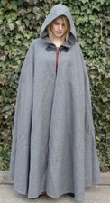 08 MITTELALTERUMHANG WOLLE runde Kapuze SCHWER + WARM Umhang Mantel Mittelalter