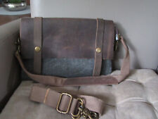 LEDER-LEINEN-TASCHE- FARBE BRAUN-GRAU-- AUSGEFALLEN