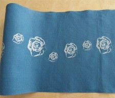 Leinenband Blau mit Rosen V+H