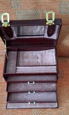 Schmuckkoffer Leder, Maße 24x15x15 cm, diverse Fächer, Schubladen
