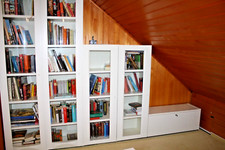 Hülsta Bücherwand/Regalwand m.Türen , weiß, Lack, Eiche, 3,05 m