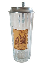 Bierkrug glas mit zinndeckel - mit,