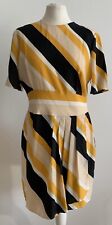MANGO KLEID BOHO KLEID  GR.L IN SCHWARZ GELB WEISS GESTREIFT 70 JAHRE LOOK