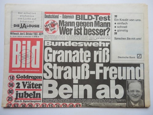 Bild zeitung vom 1983 - zeitung, 05.10.1983