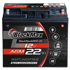 BlackMax AGM 12V 22Ah Bleigel USV Solar Alarmanlage ersetzt 17Ah 18Ah 20Ah 21Ah