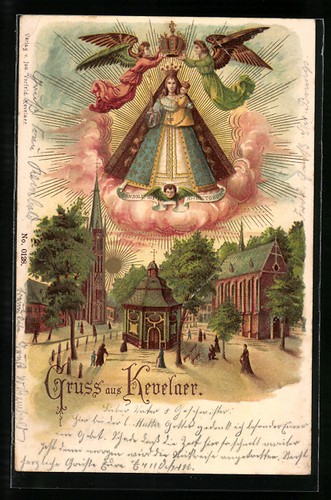 Lithographie kevelaer kirche - lithographie, kevelaer,