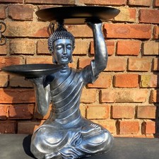 Buddha XL 40cm silber sitzend
