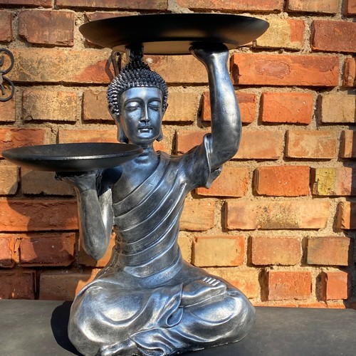Buddha 40cm silber sitzend - 40cm,