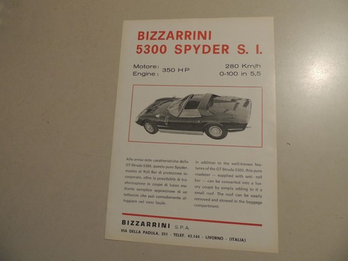 Bizzarrini 5300 spyder i - spyder, s.i
