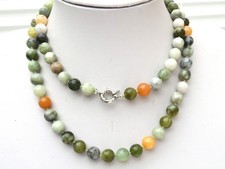 GOLDJUNGE69 GJH * DAMEN EDELSTEIN HALSKETTE  FLOWER-JADE KUGEL LANGKETTE 10mm