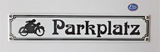 "Parkplatz Motorrad" - Emailleschild Emailschild Jugendstil 40 x 8 cm; Nr. 3395