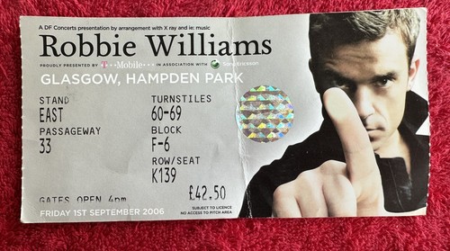 Robbie williams concert ticket - concert,