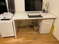 Ensemble Lack-Weiß gebraucht Schreibtisch Fernsehtisch Druckertisch divers