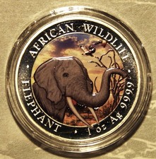 Somalia Elefant Silber 1oz 2018 coloriert
